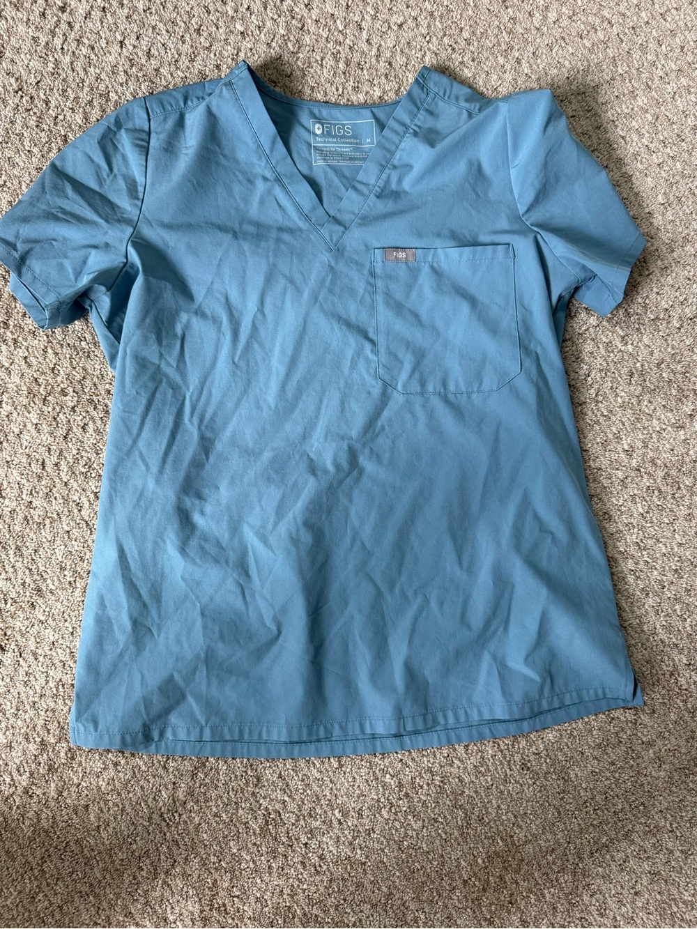 Figs Women's V-Neck Top in Slate Blue